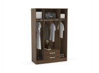 Birlea Lynx Walnut 4 Door 2 Drawer Wardrobe with Center Mirrors Thumbnail