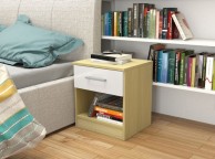 Birlea Cannes 1 Drawer Bedside Table Oak and White Thumbnail