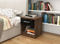 Birlea Cannes 1 Drawer Bedside Table Walnut and Black Thumbnail