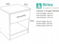Birlea Cannes 1 Drawer Bedside Table Walnut and Black Thumbnail