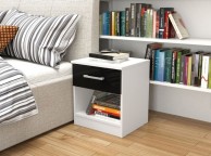 Birlea Cannes 1 Drawer Bedside Table White and Black Thumbnail