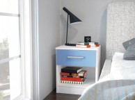 Birlea Cannes 1 Drawer Bedside Table White and Blue Thumbnail
