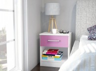 Birlea Cannes 1 Drawer Bedside Table White and Pink Thumbnail