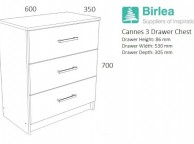 Birlea Cannes 3 Drawer Chest Oak and White Thumbnail