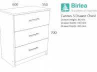 Birlea Cannes 3 Drawer Chest White and Black Thumbnail