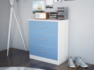 Birlea Cannes 3 Drawer Chest White and Blue Thumbnail