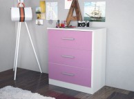 Birlea Cannes 3 Drawer Chest White and Pink Thumbnail