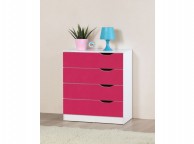 Birlea Paddington 4 Drawer Chest White and Pink Thumbnail