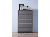 Birlea Sorrento 5 Drawer Chest in Grey Fabric Thumbnail