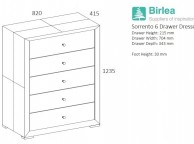Birlea Sorrento 5 Drawer Chest in Grey Fabric Thumbnail