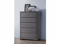 Birlea Sorrento 5 Drawer Chest in Grey Fabric Thumbnail