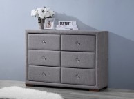 Birlea Sorrento 6 Drawer Dresser in Grey Fabric Thumbnail