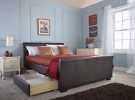 GFW Hannover 4ft6 Double Brown Faux Leather Storage Bed Thumbnail