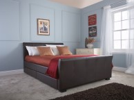 GFW Hannover 4ft6 Double Brown Faux Leather Storage Bed Thumbnail