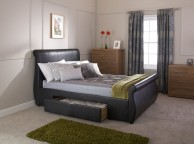GFW Alabama 4ft6 Double Black Faux Leather Storage Bed Frame Thumbnail