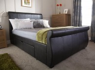 GFW Alabama 4ft6 Double Brown Faux Leather Storage Bed Frame Thumbnail