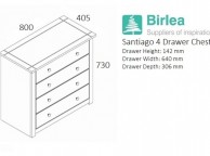 Birlea Santiago 4 Drawer Chest of Drawers Thumbnail