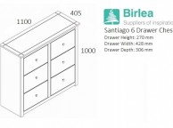 Birlea Santiago 6 Drawer Chest of Drawers Thumbnail