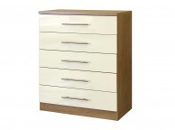 GFW Keswick 5 Drawer Cream Gloss Chest Thumbnail