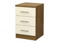 GFW Keswick 3 Drawer Cream Gloss Bedside Thumbnail