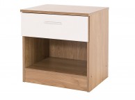 GFW Ottawa 1 Drawer Bedside in Oak and White Gloss Thumbnail