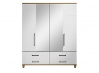 KT Halo Gloss White 4 Door Mirrored Gents Wardrobe Thumbnail