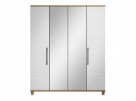 KT Halo Gloss White 4 Door Wardrobe With Centre Mirrors Thumbnail