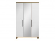 KT Halo Gloss White 3 Door Wardrobe With Centre Mirror Thumbnail