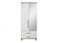 KT Halo Gloss White 2 Door Mirrored Gents Wardrobe Thumbnail