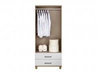 KT Halo Gloss White 2 Door Mirrored Gents Wardrobe Thumbnail
