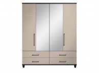 KT Halo Gloss Pale Grey 4 Door Mirrored Gents Wardrobe Thumbnail