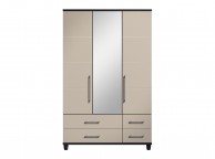 KT Halo Gloss Pale Grey 3 Door Mirrored Gents Wardrobe Thumbnail