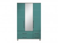 KT Halo Gloss Lagoon 3 Door Mirrored Gents Wardrobe Thumbnail