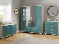 KT Halo Gloss Lagoon 3 Door Wardrobe With Centre Mirror Thumbnail