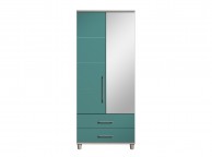 KT Halo Gloss Lagoon 2 Door Mirrored Gents Wardrobe Thumbnail