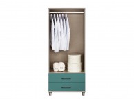 KT Halo Gloss Lagoon 2 Door Mirrored Gents Wardrobe Thumbnail