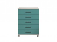KT Halo Gloss Lagoon 5 Drawer Large Chest Thumbnail