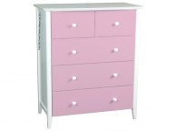 Sweet Dreams Ruby Pink 5 Drawer Chest of Drawers Thumbnail