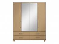 KT Deco Oak 4 Door Mirrored Gents Wardrobe Thumbnail