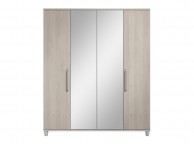 KT Deco Elm 4 Door Mirrored Wardrobe Thumbnail