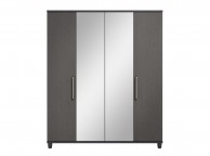 KT Deco Black And Graphite 4 Door Mirrored Wardrobe Thumbnail