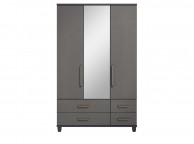 KT Deco Black And Graphite 3 Door Mirrored Gents Wardrobe Thumbnail
