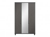 KT Deco Black And Graphite 3 Door Mirrored Wardrobe Thumbnail