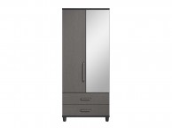 KT Deco Black And Graphite 2 Door Mirrored Gents Wardrobe Thumbnail