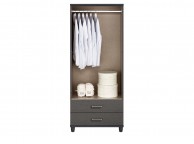 KT Deco Black And Graphite 2 Door Mirrored Gents Wardrobe Thumbnail