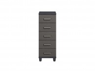 KT Deco Black And Graphite 5 Drawer Narrow Chest Thumbnail