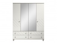 KT Geo White 4 Door Mirrored Gents Wardrobe Thumbnail