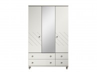 KT Geo White 3 Door Mirrored Gents Wardrobe Thumbnail