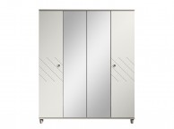 KT Geo White 4 Door Mirrored Wardrobe Thumbnail