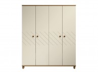 KT Geo Alabaster And Oak 4 Door Wardrobe Thumbnail
